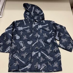 Gymboree Navy Skull and Guitar Raincoat